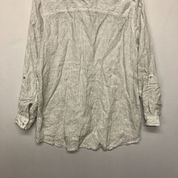 Tahari Women Long Sleeve 100% Linen Button Shirt Top Size Large Stripe B272 -13 - Picture 12 of 12